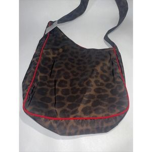 Mycra Pac Now Womens Brown Black Red Trim Leopard Print Bag Medium NWT